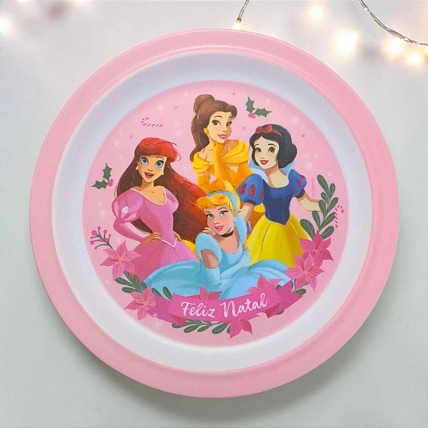 Prato de Melamina de Natal - Princesas - 21cm - Disney Original - 1 unidade - Cromus - Rizzo