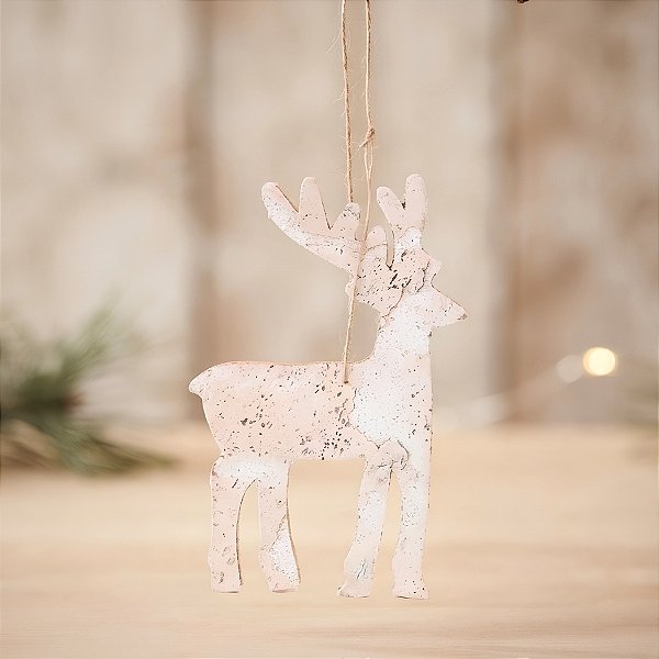 Enfeite de Pendurar de Natal - Rena Branca - 6,5x10x1cm - 1 unidade - Cromus - Rizzo