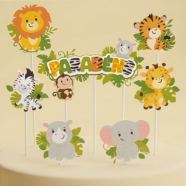Decoração de Bolo - Safari Baby - 21x15cm - 7 unidades - Regina - Rizzo