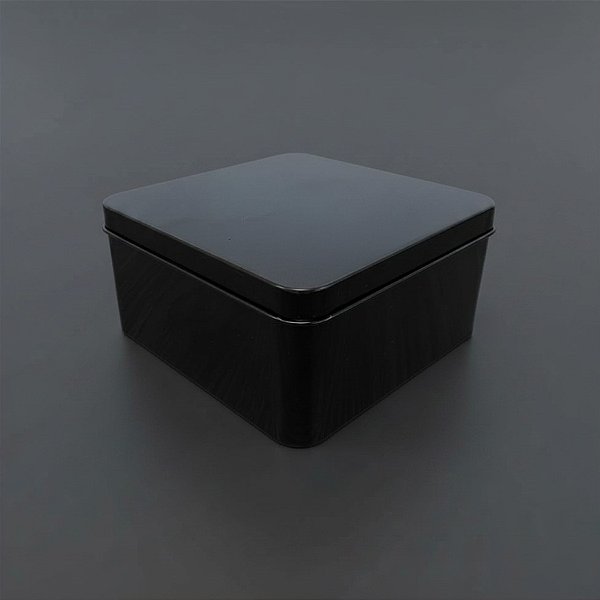 Lata de Metal Quadrada - Preto - 11,5x11,5x5,5cm - 1 unidade - Rizzo