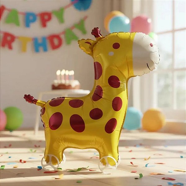 Balão Pet com Rodinha - Girafa Amarela - 1 unidade - Rizzo