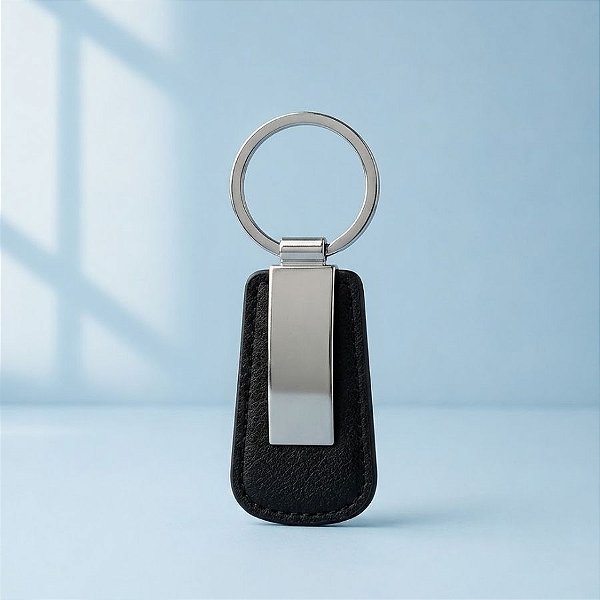 Chaveiro de Metal e Couro - 10x3,7cm - 1 unidade - Rizzo