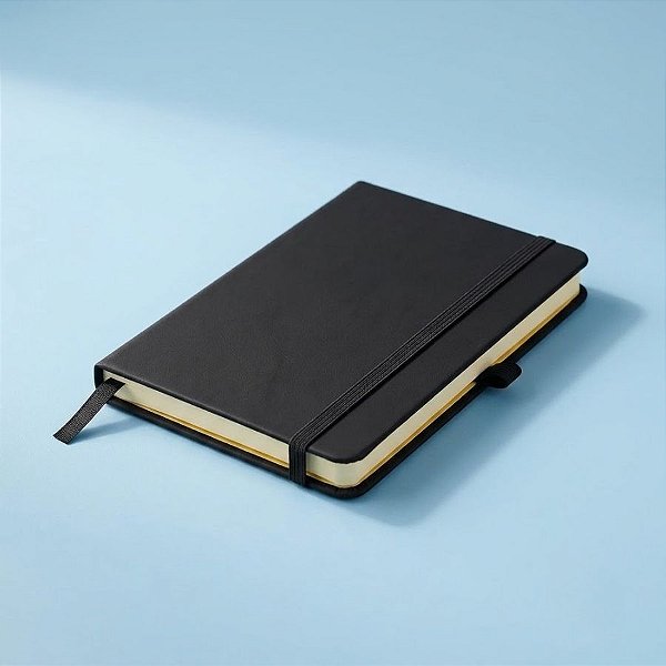 Mini Caderno Capa Dura e Folhas Amarelas- Preto - 14x9cm - 1 unidade - Rizzo