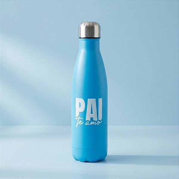 Garrafa Térmica Inox - Pai Te Amo - Azul - 500mL - 1 unidade - Rizzo
