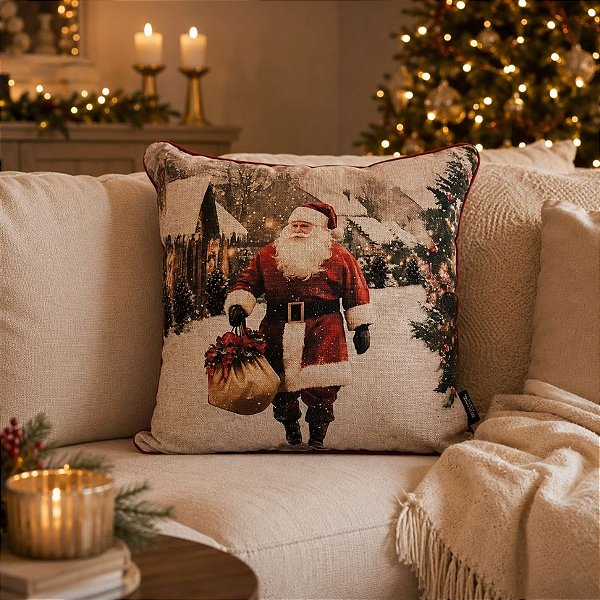 Almofada de Natal - Papai Noel na Neve - 43x43cm - 1 unidade - Rizzo