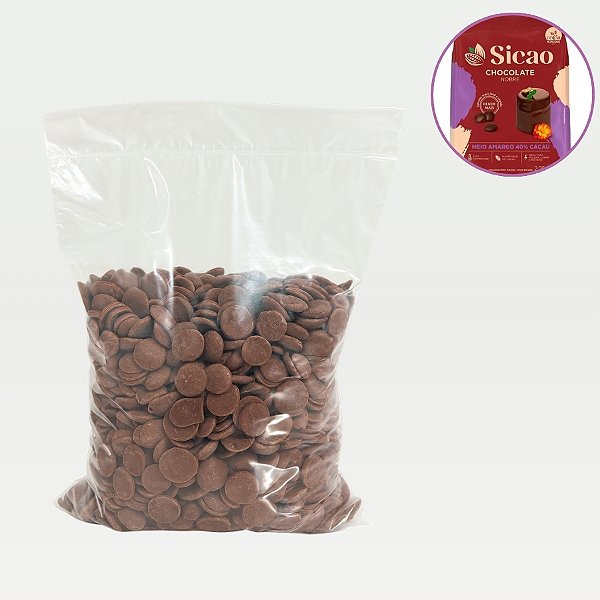 Chocolate Nobre Meio Amargo 40% Cacau - Gotas - 500g - 1 unidade - Sicao - Rizzo