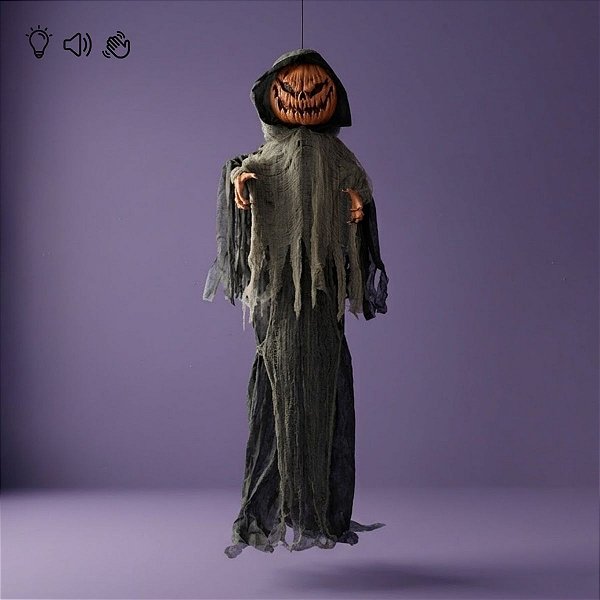 Enfeite Decorativo De Halloween Com Som, Luz e Movimento - Boneco Abóbora Marc - 200cm - 1 unidade - Cromus - Rizzo