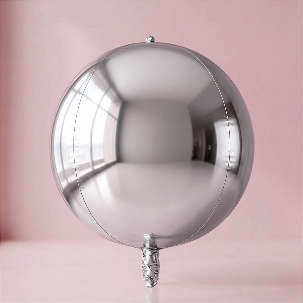 Balão de Festa Metalizado 18" 56cm - Orbz Prata - 20 unidades - Rizzo