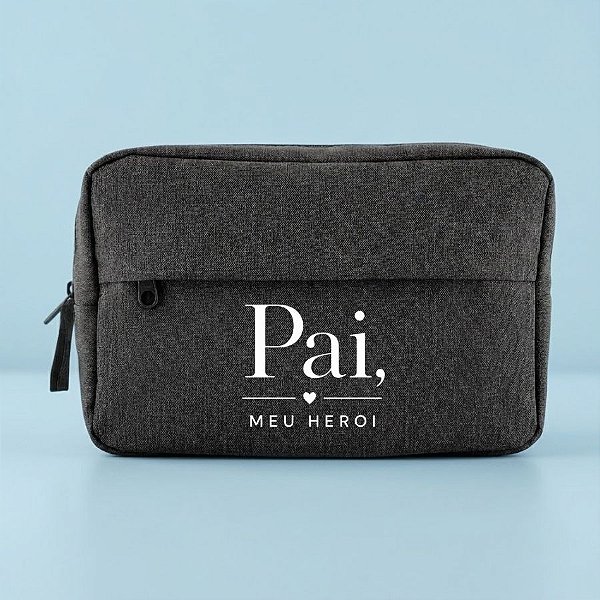 Necessaire Masculina Personalizado Pai Herói - Preto - 23x15x7cm - 1 unidade - Rizzo