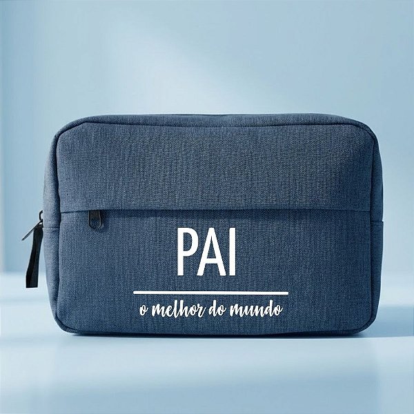 Necessaire Masculina Personalizado Melhor Pai - Azul - 23x15x7cm - 1 unidade - Rizzo