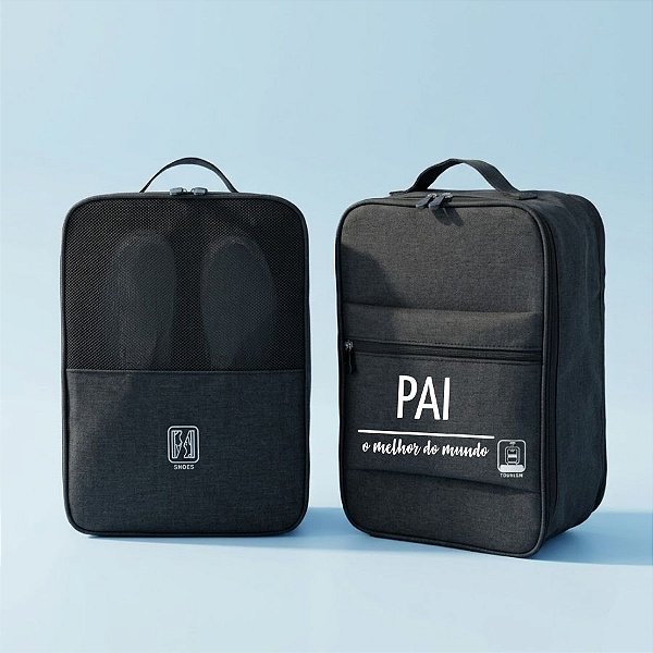 Bolsa Organizadora para Calçados Oxford Personalizado Melhor Pai  - Preto - 23x14x30cm - 1 unidade - Rizzo