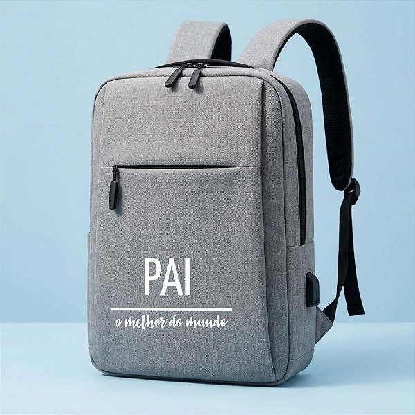 Bolsa para Notebook até 15 polegadas com saída USB Personalizado Melhor Pai  - Cinza - 45x30x10cm - 1 unidade - Rizzo