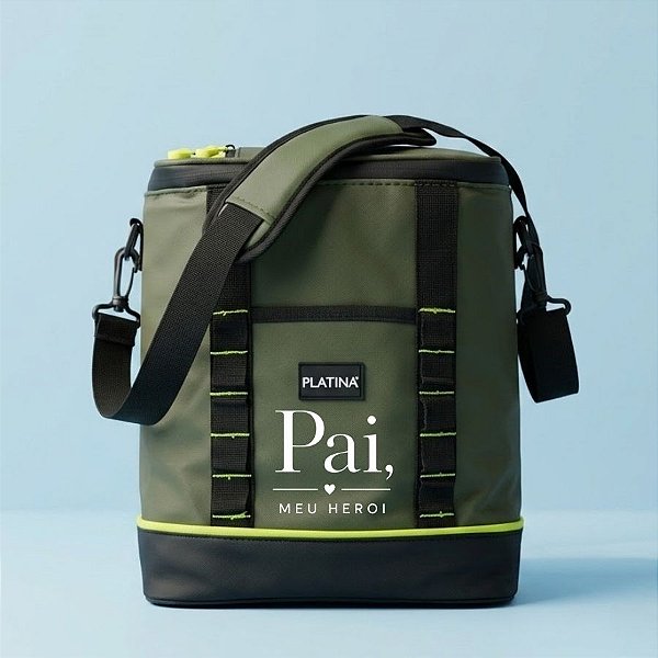 Bolsa Térmica com Alça 12L Personalizado Pai Herói - Verde e Preto - 26x15x33cm - 1 unidade - Rizzo
