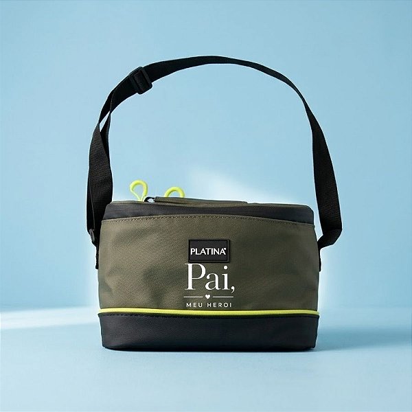 Bolsa Térmica com Alça 4L Personalizado Pai Herói - Verde e Preto - 24x15x16cm - 1 unidade - Rizzo