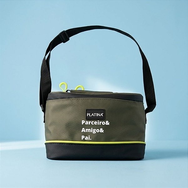 Bolsa Térmica com Alça 4L Personalizado Pai Amigo - Verde e Preto - 24x15x16cm - 1 unidade - Rizzo