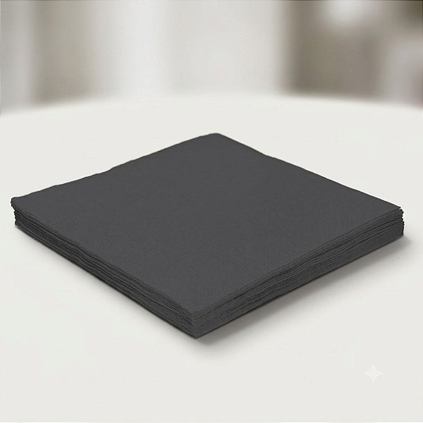 Guardanapo Liso Folha Dupla - Preto - 32x32cm - 20 unidades - Rizzo