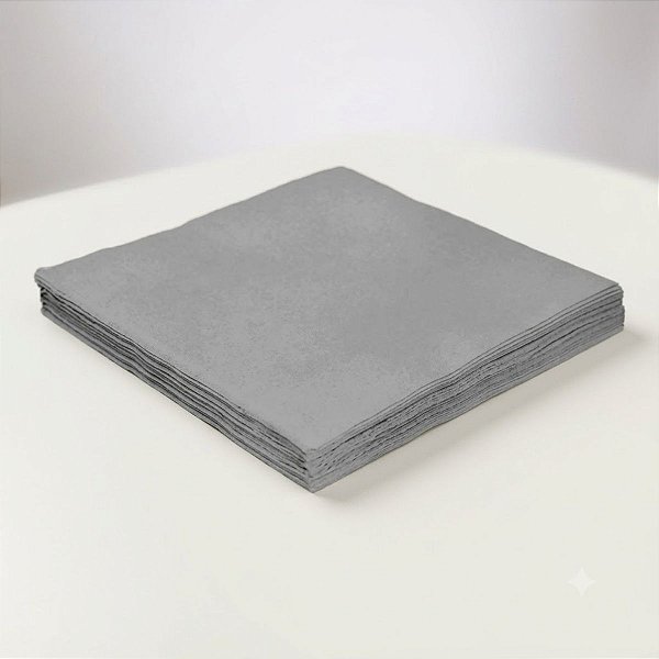 Guardanapo Liso Folha Dupla - Cinza - 32x32cm - 20 unidades - Rizzo