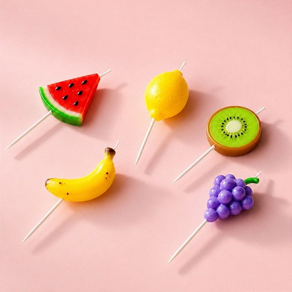 Velas Pick - Frutinhas - 7cm - 5 unidades - Rizzo