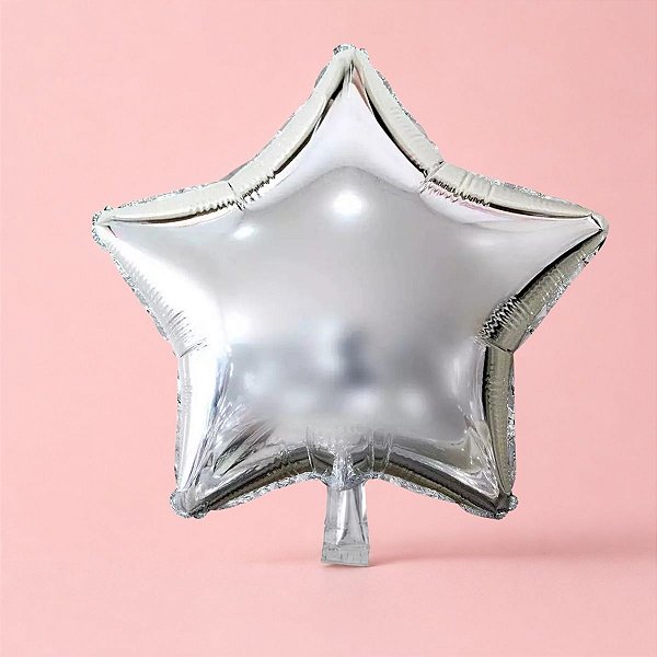 Balão de Festa Metalizado 5" 13,2x15cm - Estrela Prateada - 6 unidades - Rizzo