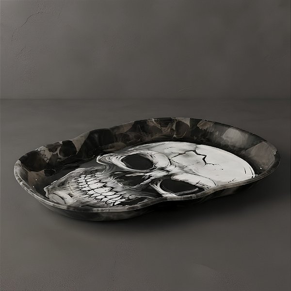 Bandeja Decorativa de Halloween - Crânio Preto - 18x25x2cm - 1 unidade - Cromus - Rizzo