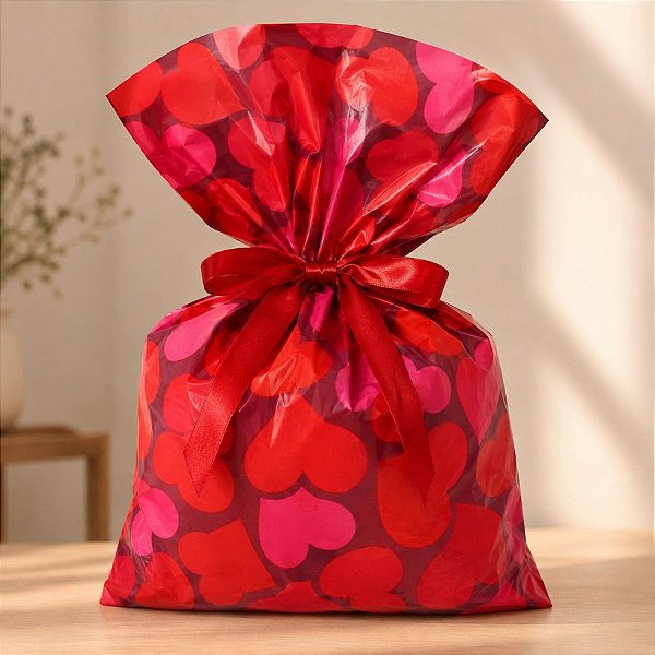 Saco Para Presente Decorado - Romantico - P5 15x29cm - 50 unidades - Cromus - Rizzo