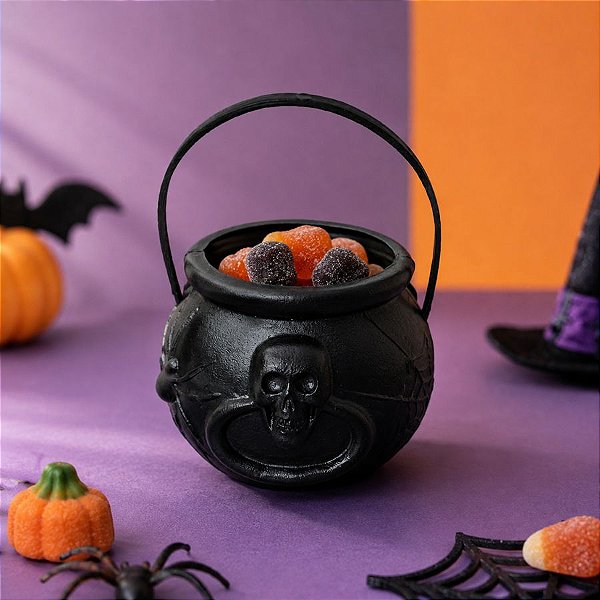 Mini Caldeirão de Bruxa de Halloween - Preto - 9x8cm - 1 unidade - Rizzo