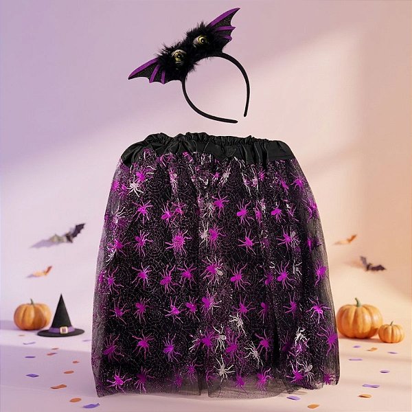 Kit Fantasia Halloween - Tiara com Olhos e Saia - 40cm - 1 unidade - Partiufesta - Rizzo