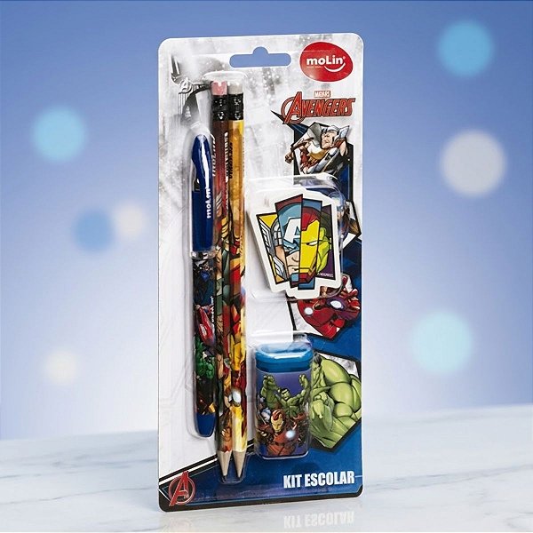 Kit Escolar - Vingadores - Sortido - 5 Itens - Disney Original - 1 unidade - Molin - Rizzo