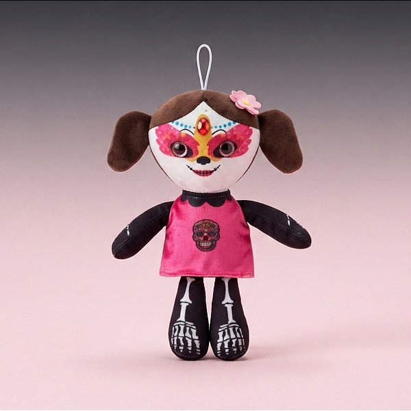 Boneca Mexicana de Pelúcia - Dia dos Mortos Camisa Rosa - 12x30x9cm - Halloween - 1 unidade - Rizzo