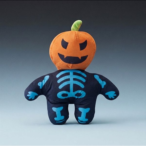 Esqueleto de Pelúcia Cabeça de Abóbora - Preto/Azul - 23x22x10cm - Halloween - 1 unidade - Rizzo