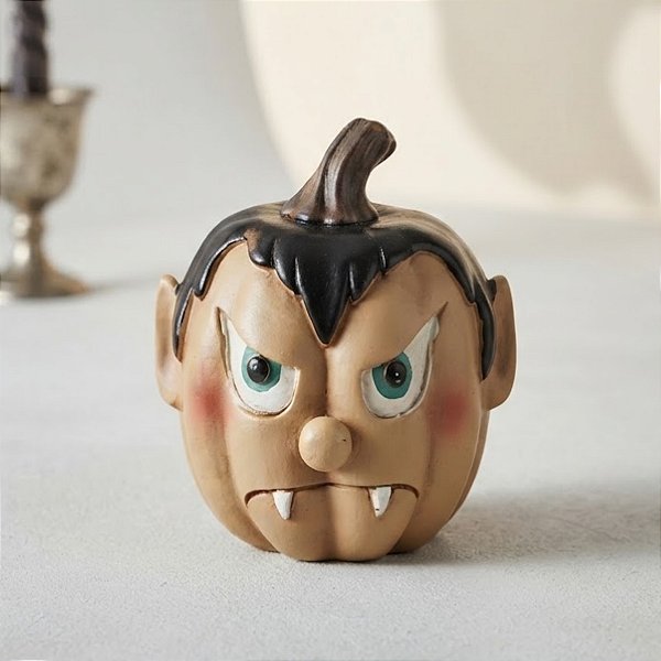 Enfeite Decorativo de Halloween em Resina - Abóbora Vampiro - 12x9,5x8,5cm - 1 unidade - Cromus - Rizzo