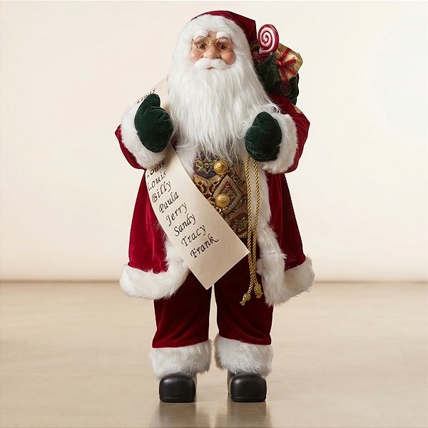 Papai Noel Decorativo em Pé com Carta - Vermelho - 90cm - RZO02541 - 1 unidade - Rizzo