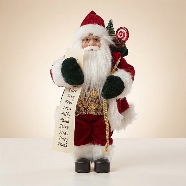 Papai Noel Decorativo em Pé com Carta - Vermelho - 30cm - RZO02538 - 1 unidade - Rizzo