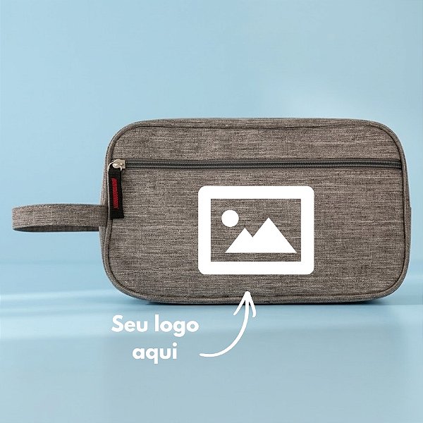 Necessaire Masculina Personalize com Logo - Cinza - 25,5x9,5x15,5cm - 1 unidade - Rizzo