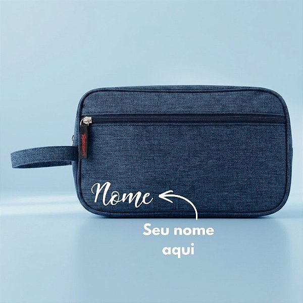 Necessaire Masculina Personalizado com Nome - Azul - 25,5x9,5x15,5cm - 1 unidade - Rizzo