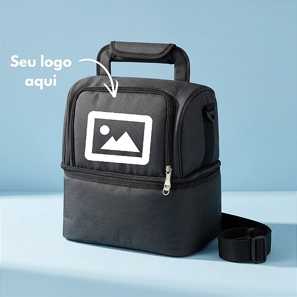 Bolsa Térmica Lancheira 7L Personalize com Logo  - Preto - 28x37x21cm - 1 unidade - Rizzo
