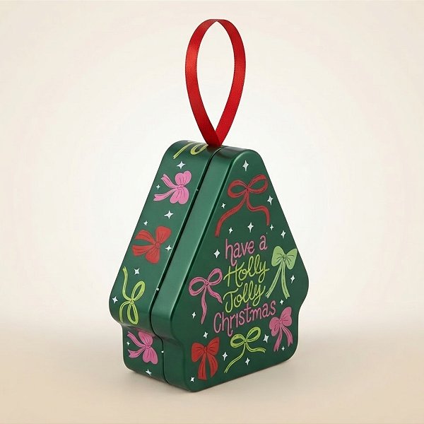 Lata de Natal de Metal para Pendurar - Verde - Have a Holly Jolly Christmas - 8,5x10,5x4cm - 1 unidade - Rizzo