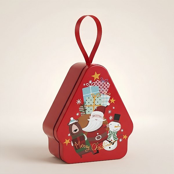 Lata de Natal de Metal para Pendurar - Vermelha Merry Christmas - 8,5x10,5x4cm - 1 unidade - Rizzo