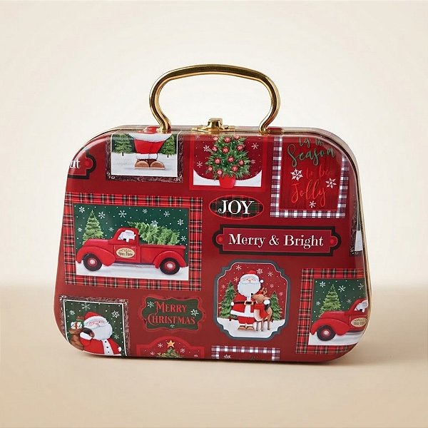 Lata Maleta de Metal - Joy Merry & Bright - 20x15x5cm - 1 unidade - Rizzo