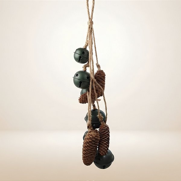 Enfeite Decorativo De Natal - Corda Com Sinos Verdes - 70cm - 1 unidade - Rizzo