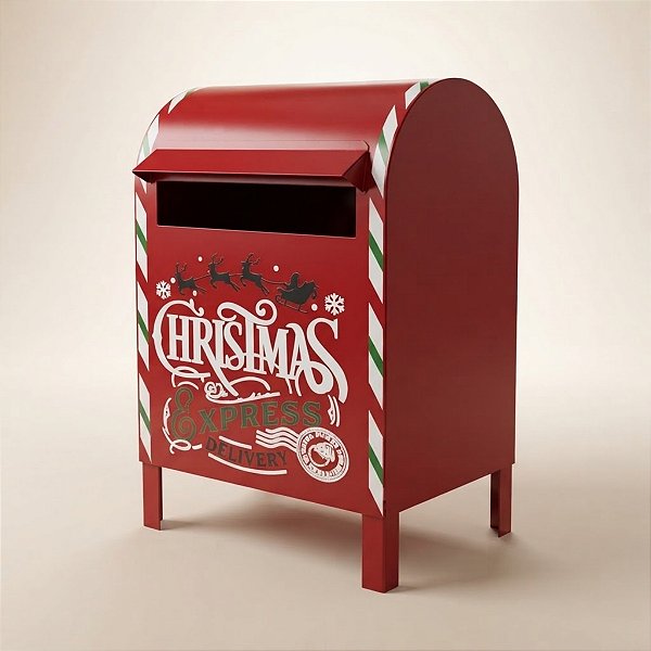 Enfeite Decorativo De Natal - Caixa de Correio Christmas Express Delivery - 21x32x18cm - 1 unidade - Rizzo