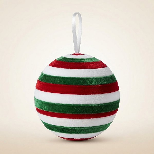 Bola de Natal - Veludo Verde, Branca e Vermelho - 15cm - 1 unidade - Rizzo