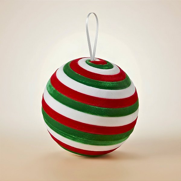 Bola de Natal - Veludo Verde, Branca e Vermelho - 20cm - 1 unidade - Rizzo