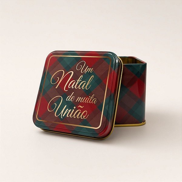 Lata de Metal de Natal - Muita União - Verde e Vermelho - 8x6,3cm - 1 unidade - Rizzo