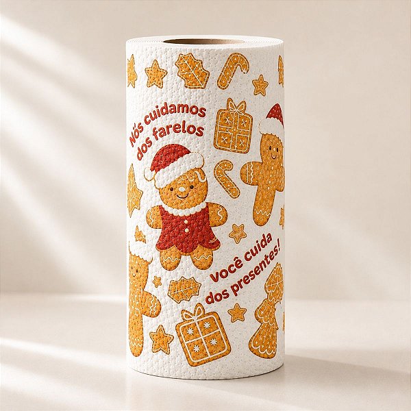 Papel Toalha Decorado de Natal - Você Cuida Dos Presentes! - 8,5m - 1 unidade - Rizzo