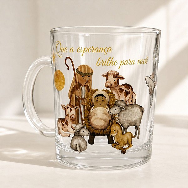 Caneca de Vidro de Natal - Que a Esperança Brilhe - 330mL - 1 unidade - Rizzo