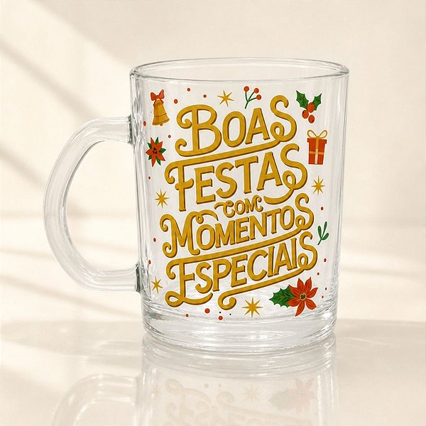 Caneca de Vidro de Natal - Momentos Especiais - 330mL - 1 unidade - Rizzo