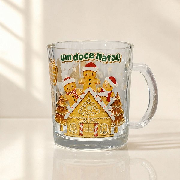 Caneca de Vidro de Natal - Um Doce Natal - 330mL - 1 unidade - Rizzo