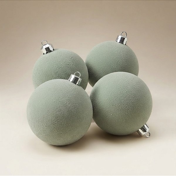 Bola de Natal - Texturizada - Verde Militar - 10cm - 4 unidades - Cromus - Rizzo