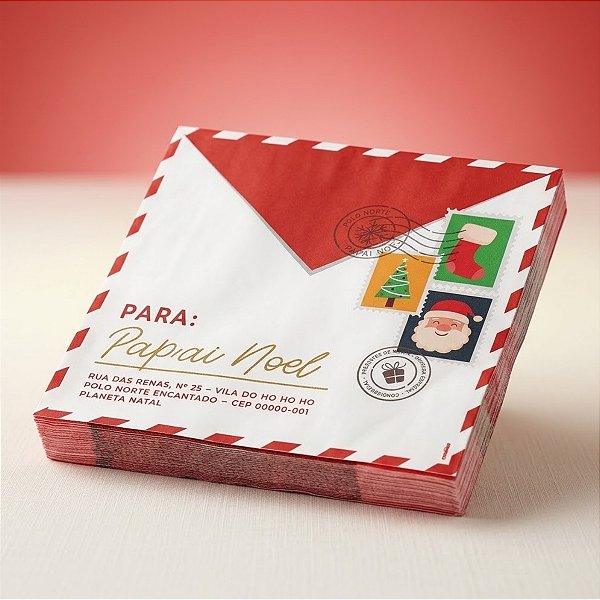 Guardanapo de Papel Natalino - Carta Papai Noel - Colorido - 33x33cm - 20 unidades - Cromus - Rizzo